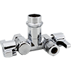 LegendPress No Lead Chrome-Plated Forged Brass 1/4-Turn Press x OD x OD Dual Outlet Dual Shutoff Angle Supply Stop Valve